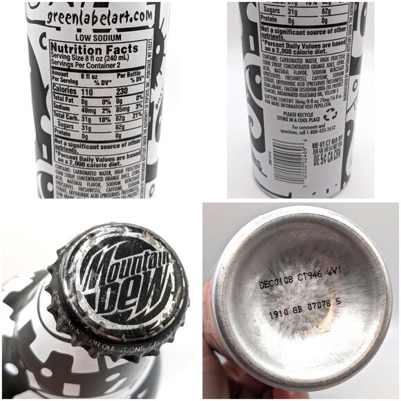 Mountain Dew Green Label Art Aluminum Soda Bottles, Empty Bottles, Set of Three - Picture 10 of 16